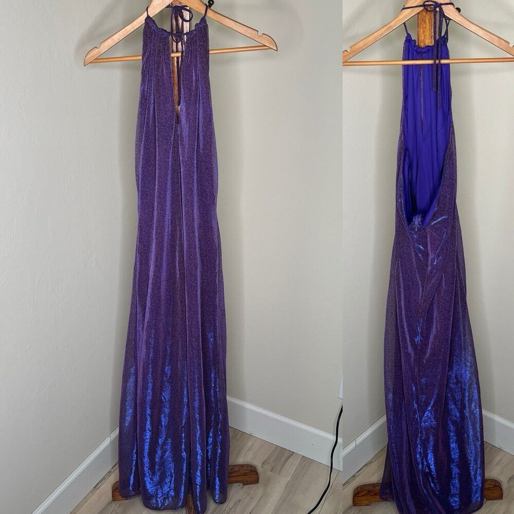 Jessica McClintock Gunne Saxe Millenium 2000 Gown Halter Dress Iridescent Y2K 9